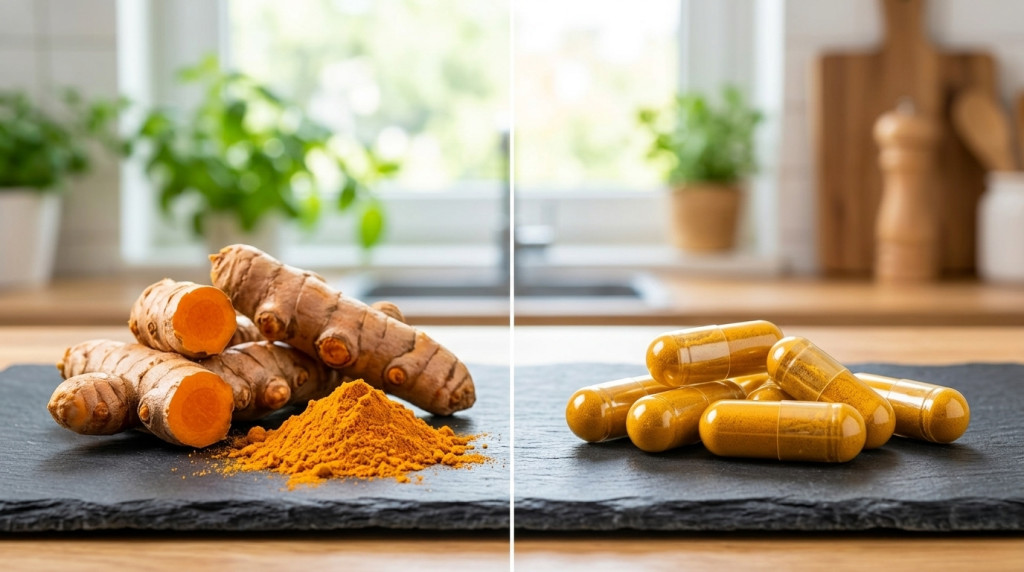 Comparison between natural turmeric root and a concentrated curcumin capsule for SEO